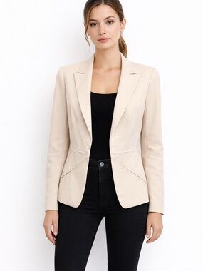 Escada Beige Wool Blazer Gold Clasp Size 4